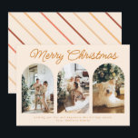 Modern Three Arch Curve Photo Christmas Terracotta Holiday Card<br><div class="desc">Modern Three Arch Curve Photo Christmas Script Terracotta Holiday Card</div>