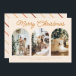 Modern Three Arch Curve Photo Christmas Terracotta Holiday Card<br><div class="desc">Modern Three Arch Curve Photo Christmas Script Terracotta Holiday Card</div>