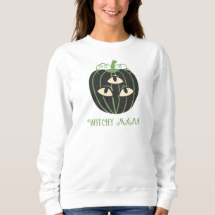 Modern Three-Eyed Pumpkin Halloween Mom's Sweatshirt
