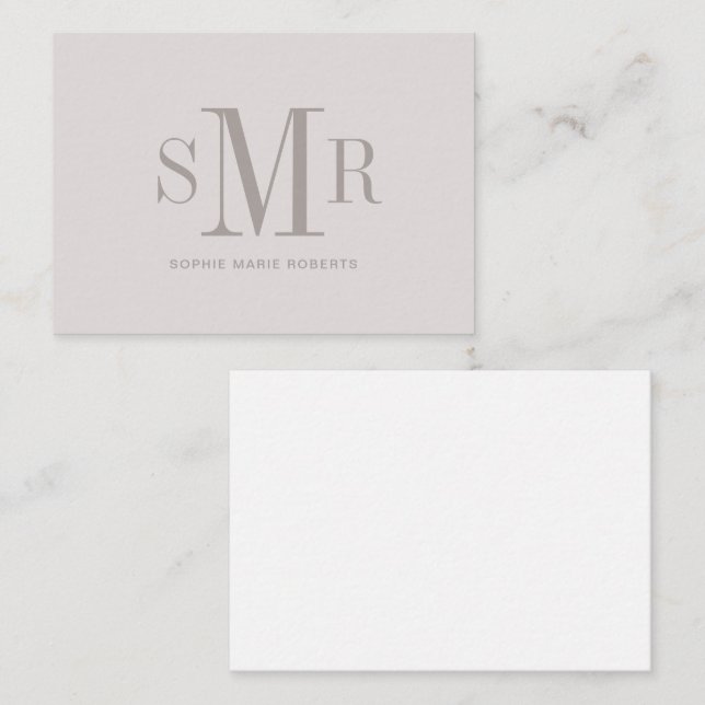 Modern three letter monogram initials name card (Front/Back)