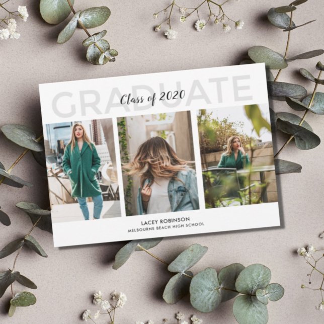 Modern Three Photo Graduation Party Invitation (Creator Uploaded)