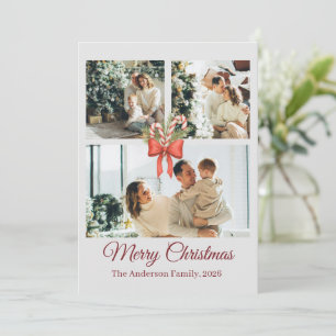 Modern Three-Photo Holiday Family Collage Card