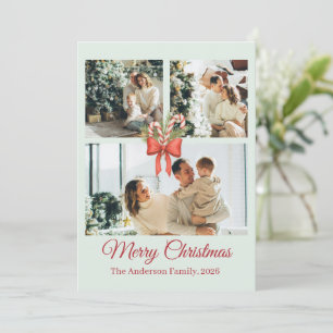 Modern Three-Photo Holiday Family Collage Card