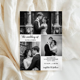 Modern Three Photo Wedding Invitation