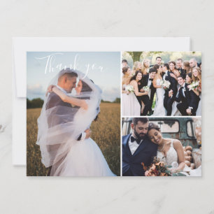 Modern Three Wedding Day Photo Thank You Card