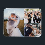 Modern Three Wedding Day Photo Thank You Magnet<br><div class="desc">Beautiful wedding thank you magnets featuring three of your favourite wedding celebration photos in a modern design.</div>