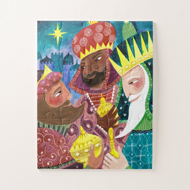 Modern Three Wise Men Kings with star and gifts  Jigsaw Puzzle (Vertical)