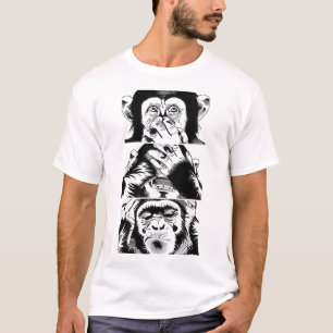 Modern Three Wise Monkeys Graphic T-Shirt 