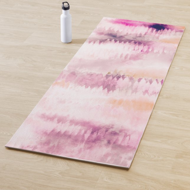 Modern Tie Dye Abstract Pink Yoga Mat (In Situ)