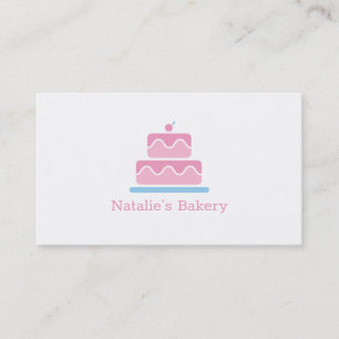 Modern Tier Cake with Cherry Pastries Bakeries Business Card