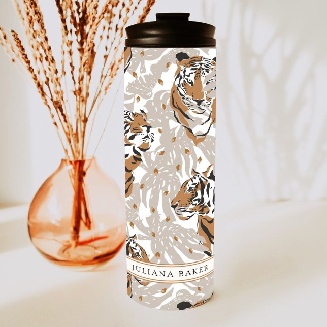 Modern Tiger Foliage Personalised Thermal Tumbler (Creator Uploaded)
