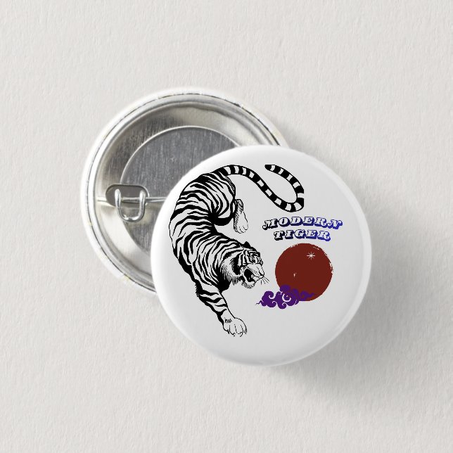 Modern Tiger Graphic Art 3 Cm Round Badge (Front & Back)