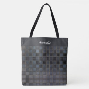Modern Tiled Monogrammed Tote Bag