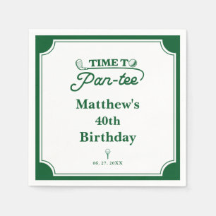 Modern Time to Par-Tee Men's Golf Birthday Napkin