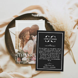 Modern Timeless Black/White Photo Wedding Thank You Card