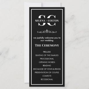 Modern Timeless Black & White Wedding Program