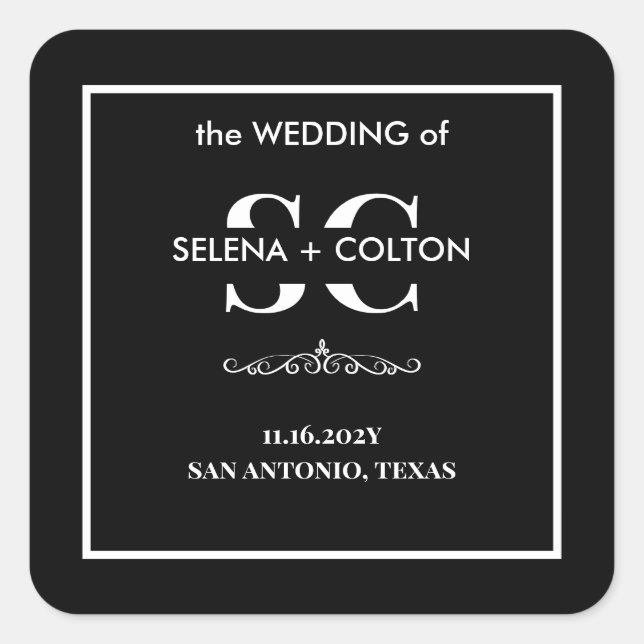 Modern Timeless Black & White Wedding Sticker (Front)