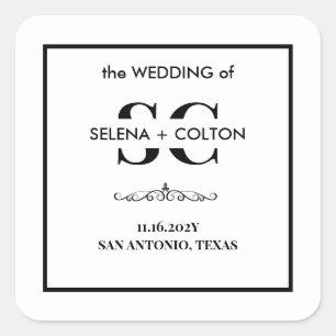 Modern Timeless Black & White Wedding Stickers