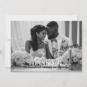Modern Timeless Minimalist Wedding Photo Thank You Card