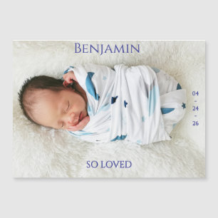 Modern Timeless Photo Magnetic Baby Announcement