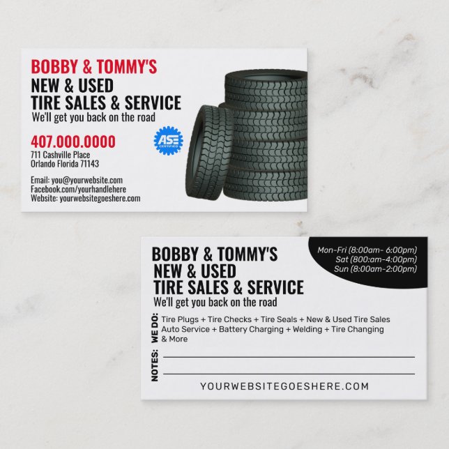 Modern Tire Services Customisable Business Card (Front/Back)
