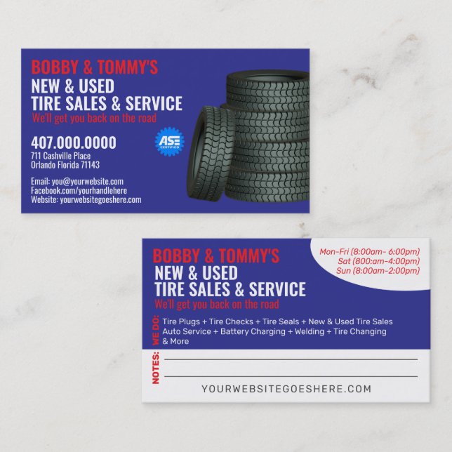 Modern Tire Services Customisable Business Card (Front/Back)