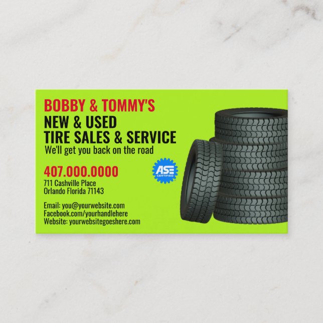 Modern Tire Services Customisable Business Card (Front)
