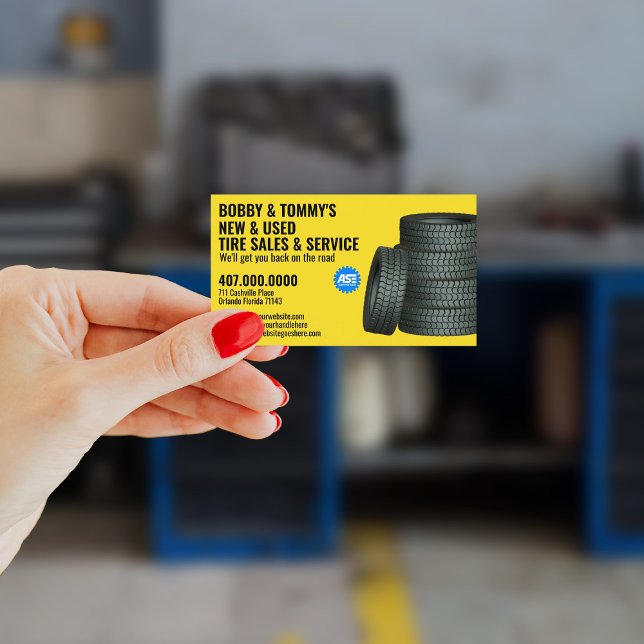 Modern Tire Services Customisable Business Card (Creator Uploaded)