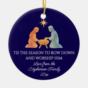 Modern TIS THE SEASON Family Photo Christmas Ceramic Tree Decoration
