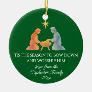 Modern TIS THE SEASON Family Photo Christmas Ceramic Tree Decoration