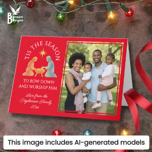 Modern TIS THE SEASON Family Photo Christmas Holiday Card