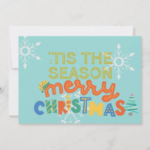 Modern Tis the Season Fun Colourful Christmas Card