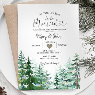 Modern Tis the season to be married Pine Trees Invitation