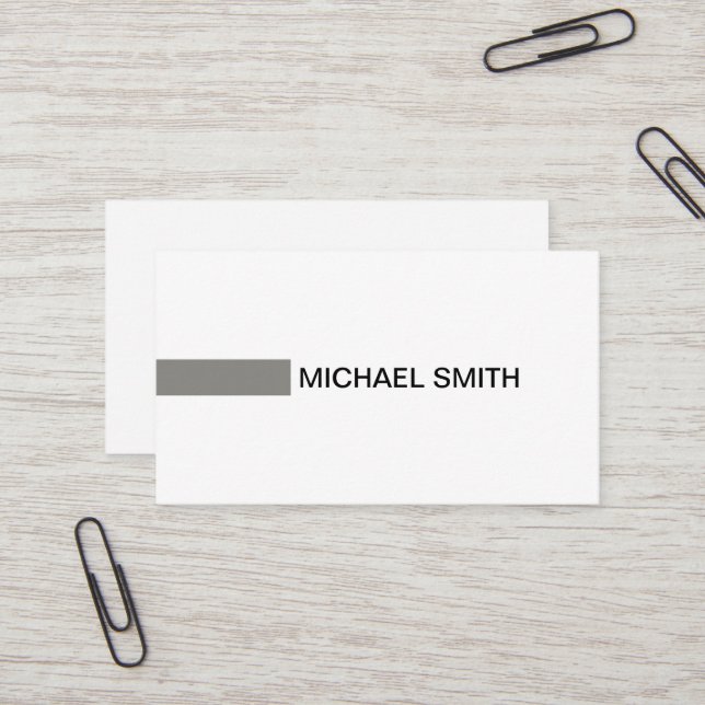 Modern Titanium Professional Plain White Business Card (Front/Back In Situ)