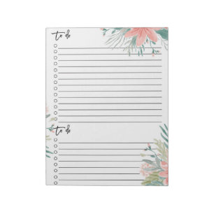 Modern to do list dusty pink floral watercolor notepad