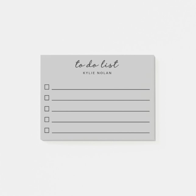 Modern To Do List Grey Checkbox Lined  Post-it Notes (Front)