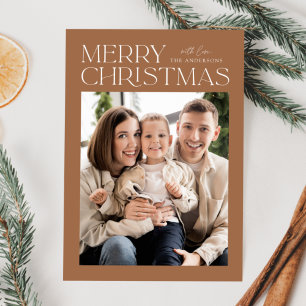 Modern Toffee Merry Christmas Photo Holiday Card