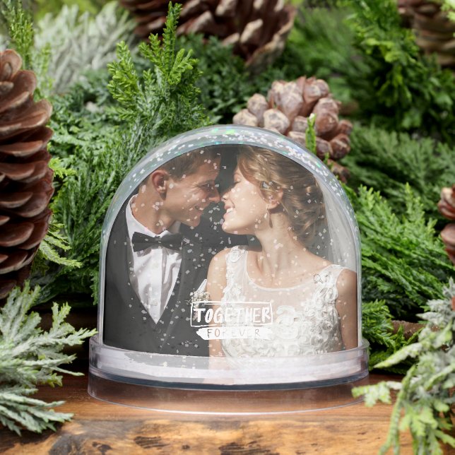 Modern Together Forever Typography Couples Photo  Snowglobe (Winter)