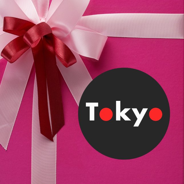 Modern Tokyo Japan Red Dots Dark Colour Classic Round Sticker (Creator Uploaded)