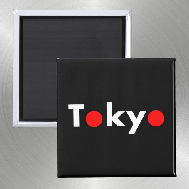 Modern Tokyo Japan Red Dots Dark Colour Magnet (Creator Uploaded)
