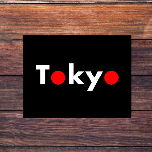 Modern Tokyo Japan Red Dots Dark Colour Postcard