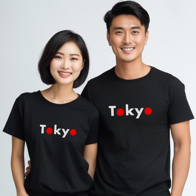 Modern Tokyo Japan Red Dots Dark Colour T-Shirt (Creator Uploaded)