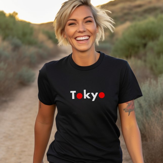 Modern Tokyo Japan Red Dots Dark Colour T-Shirt (Creator Uploaded)