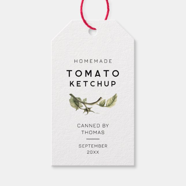 Modern Tomato Ketchup label with tomato leaf (Front)