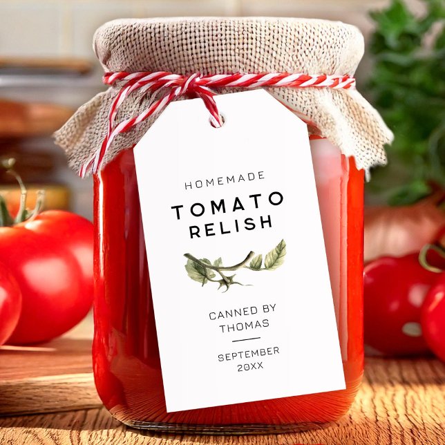 Modern Tomato Relish label with tomato leaf (Creator Uploaded)