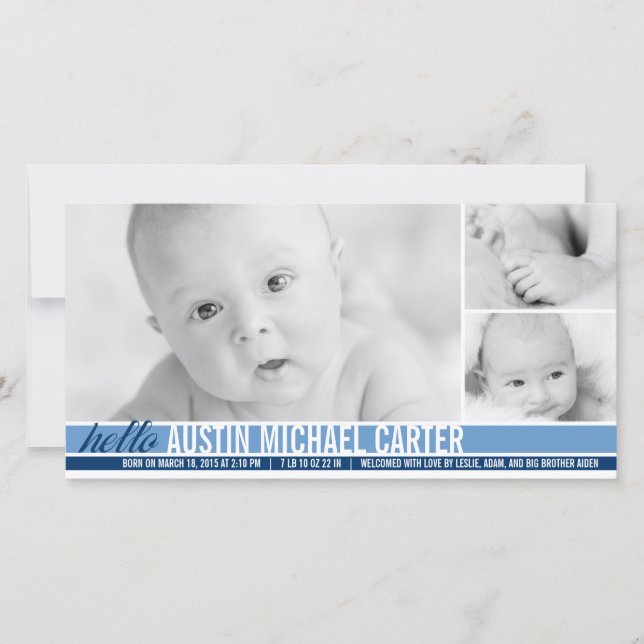 Modern Tones Baby Boy Birth Announcement (Front)