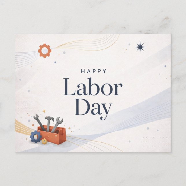 Modern Toolbox Happy Labor Day Holiday Postcard (Front)