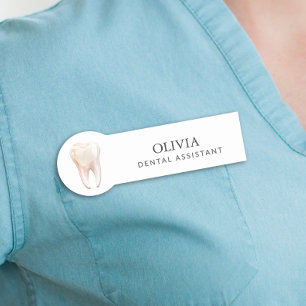 Modern Tooth Dental Assistant Name Tag