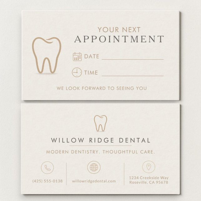 Modern Tooth Dental Dentist Office Appointment  Card (Creator Uploaded)