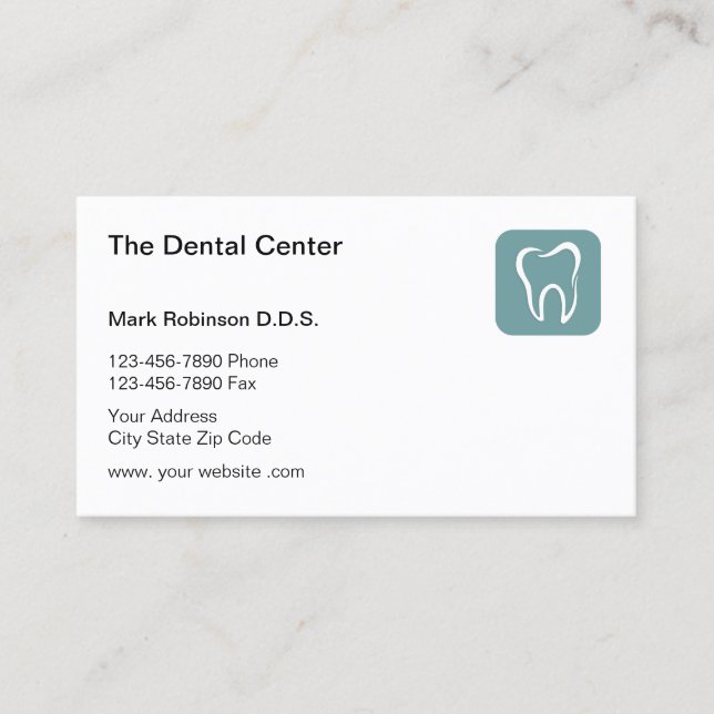 Modern Tooth Emblem Dental Business Card (Front)